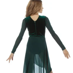 Alexandra Velvet Long Sleeve Skirted Leotard