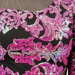 Asymmetrical Floral Sequin Biketard