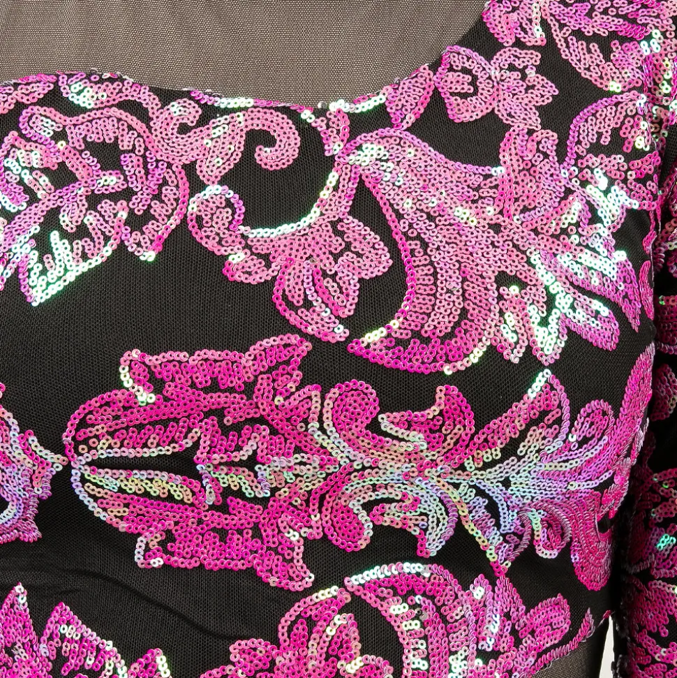 Asymmetrical Floral Sequin Biketard