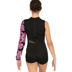 Asymmetrical Floral Sequin Biketard