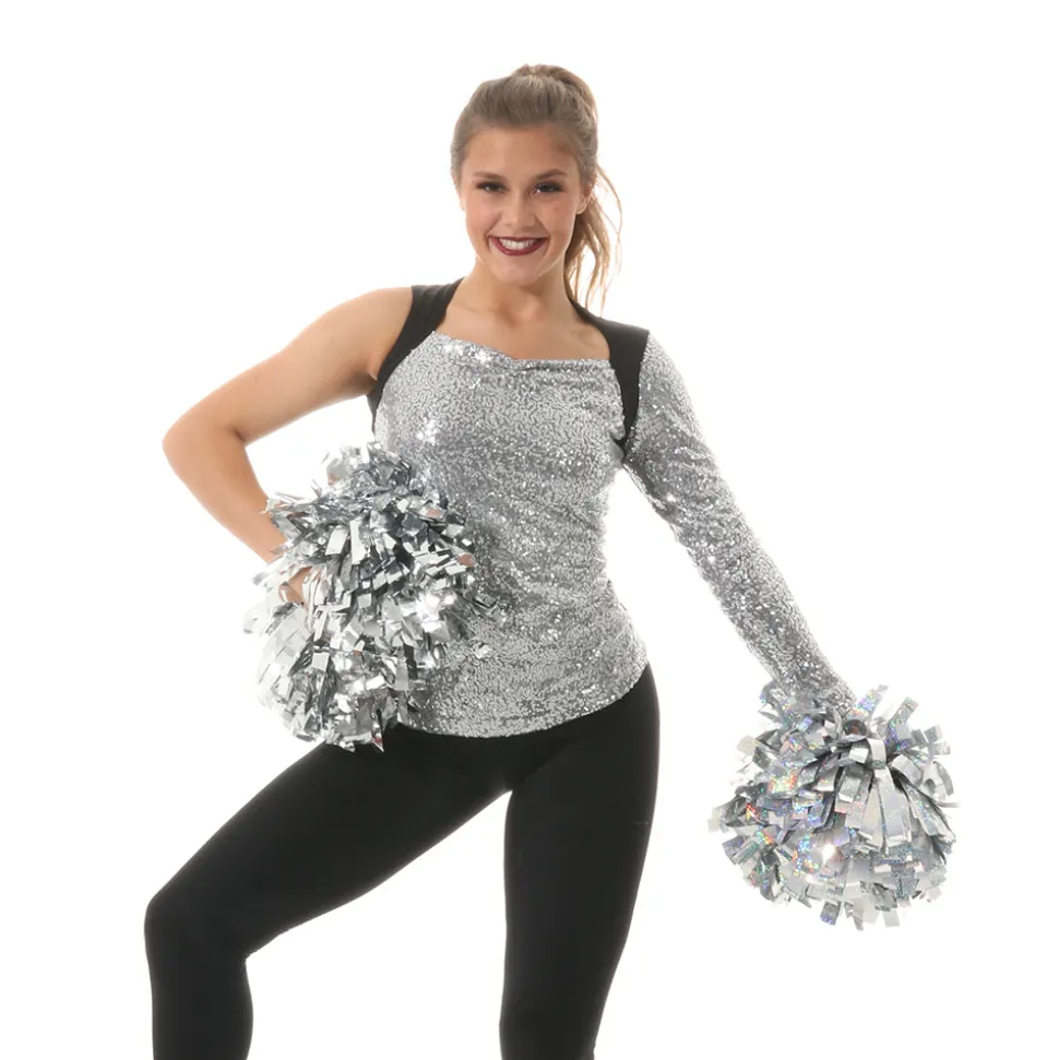 Asymmetrical Long Sleeve Sequin Top