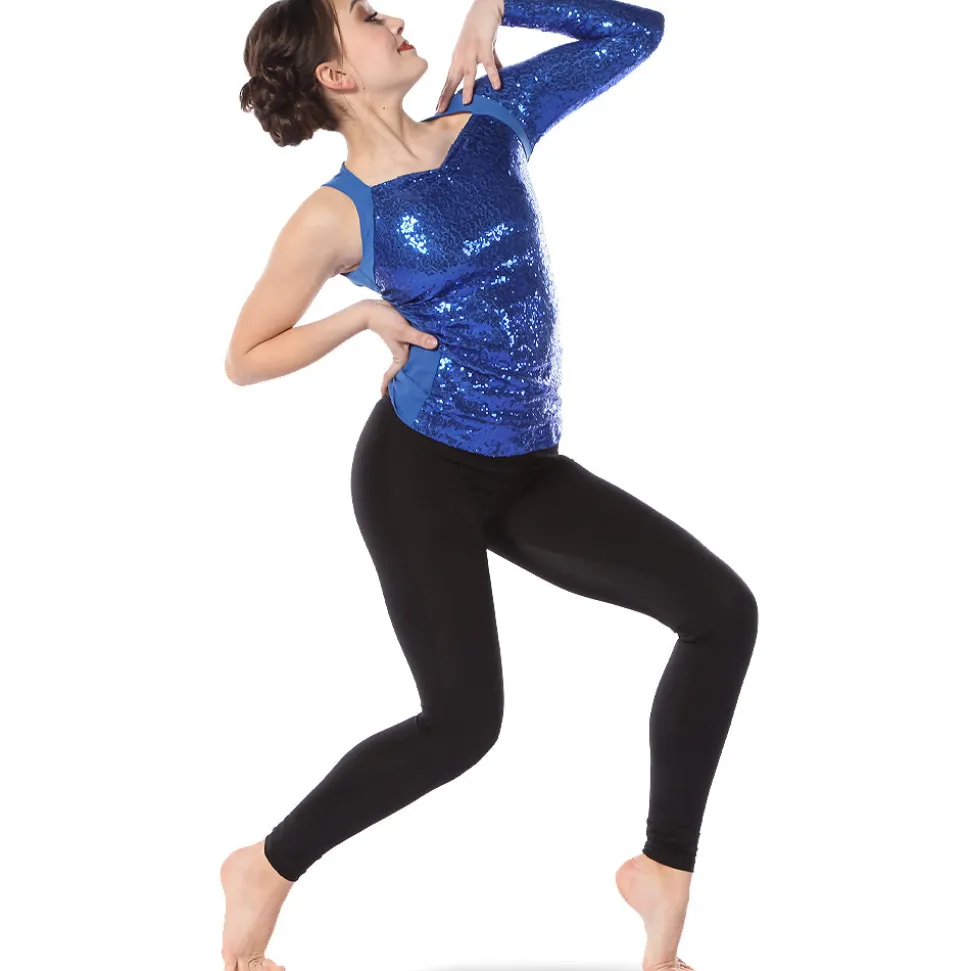 Asymmetrical Long Sleeve Sequin Top
