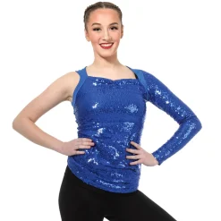 Asymmetrical Long Sleeve Sequin Top