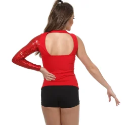 Asymmetrical Long Sleeve Sequin Top