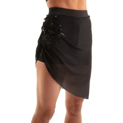 Asymmetrical Mesh Skirt With Attached High Waist Brief