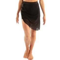 Asymmetrical Mesh Skirt With Attached High Waist Brief