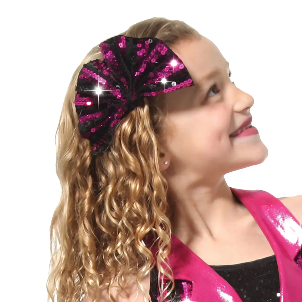 Black/Fuchsia Striped Sequin Hair Clip
