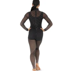 Black Studs Mesh Unitard