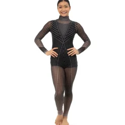 Black Studs Mesh Unitard