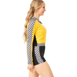 Checkered Long Sleeve Biketard