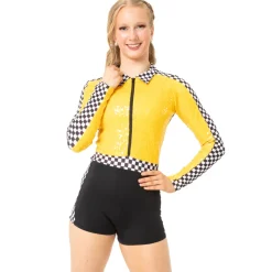 Checkered Long Sleeve Biketard