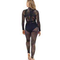 Deco Vertical Lines Mesh Unitard