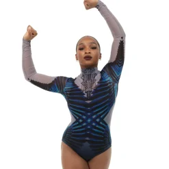 Feather Criss Cross Mesh Leotard