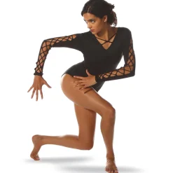 Girls Lattice Long Sleeve Leotard