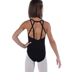 Girls V-Neck Criss Cross Back Strap Leotard