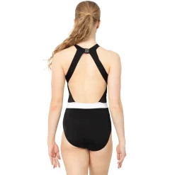 Halter Cut Out Mesh Open Back Leotard