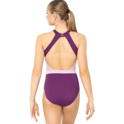 Halter Cut Out Mesh Open Back Leotard