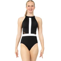 Halter Cut Out Mesh Open Back Leotard