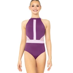 Halter Cut Out Mesh Open Back Leotard