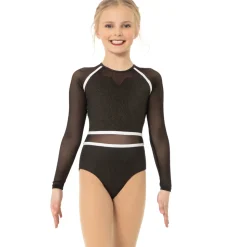 I Will Survive Colorblock Youth Mesh Long Sleeve Leotard
