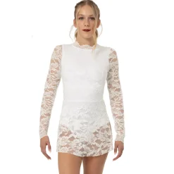 Lace Long Sleeve Scoopneck Dress