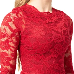Lace Long Sleeve Scoopneck Dress