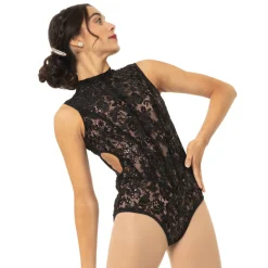 Lace Sequin Sleeveless Performance Leotard