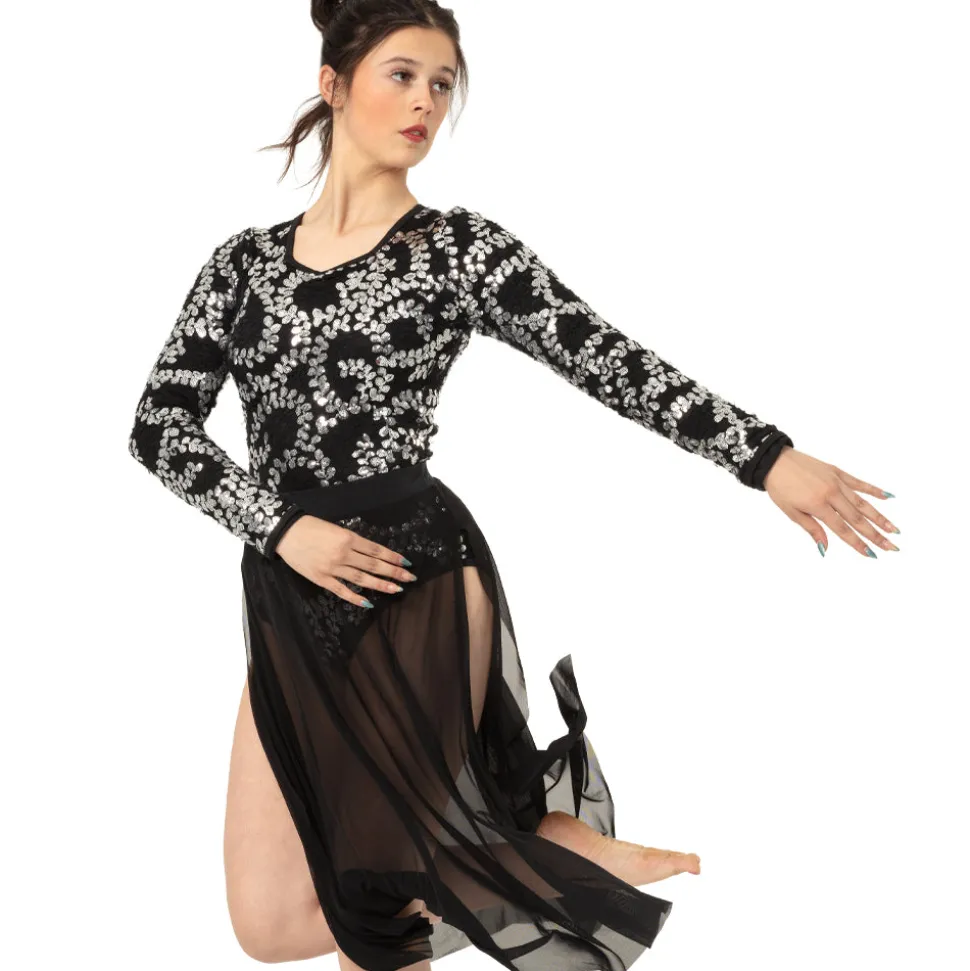 Light it Up Sequin Lace Long Sleeve Leotard
