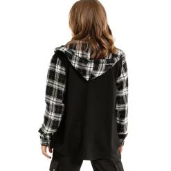 Long Sleeve Hooded Plaid Shirt