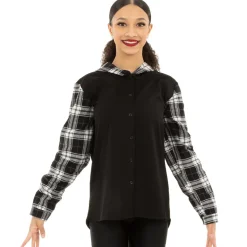 Long Sleeve Hooded Plaid Shirt