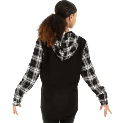 Long Sleeve Hooded Plaid Shirt