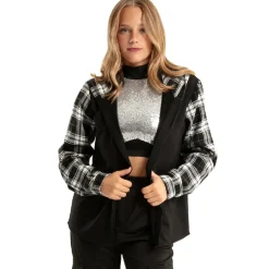 Long Sleeve Hooded Plaid Shirt