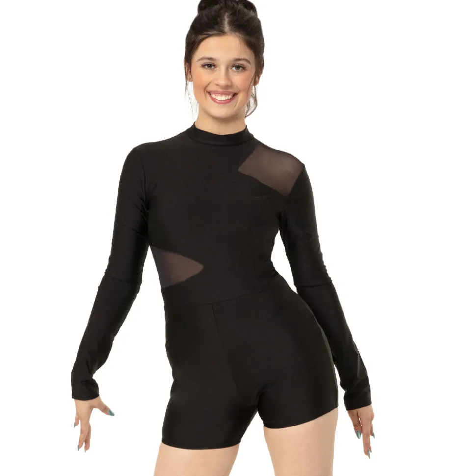 Long Sleeve Mesh Cutout Biketard