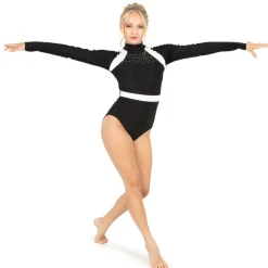 Long Sleeve Metallic Rhinestone Leotard