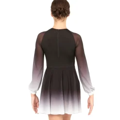 Long Sleeve Midi Ombre Gathered Panel Lyrical Dress