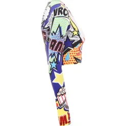 Long Sleeve Pop Art Crop Top
