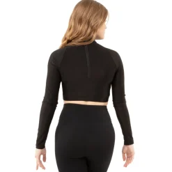 Long Sleeve Sequin Performance Crop Top