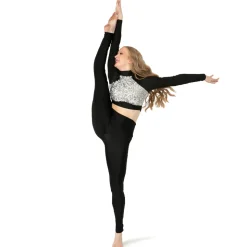 Long Sleeve Sequin Performance Crop Top