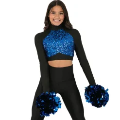Long Sleeve Sequin Performance Crop Top
