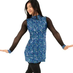 Mesh Long Sleeve Sequin Tunic Dress