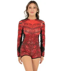 No Limit Long Sleeve Sequin Biketard