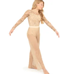 Power Mesh Wide Leg Pant with Attached Brief