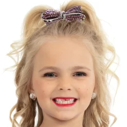 Purple Rhinestone Bow Hair Clip