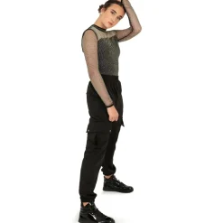Rhinestone Mesh Velvet Biketard