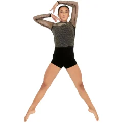 Rhinestone Mesh Velvet Biketard