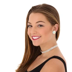 3 Row Stretch Rhinestone Choker