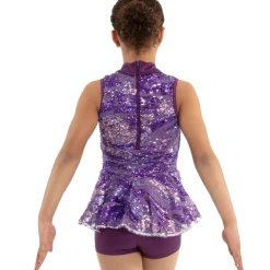 Sequin Belted Shawl Collar Biketard