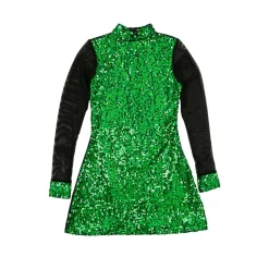 Sequin Long Mesh Sleeve Tunic Dress