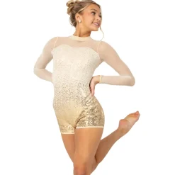 Sequin Ombre Waterfall Long Sleeve Biketard