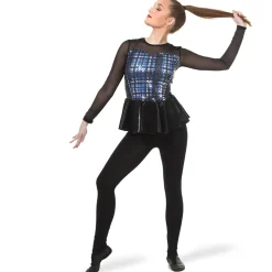 Sequin Plaid Peplum Performance Top